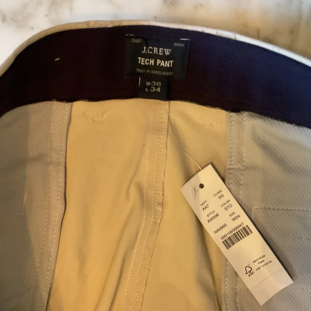 NWT J. Crew Men's Classic Khaki 770™ Straight-fit Tech Pants 36x34 - broken snap - Picture 5 of 8